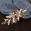 Hair Clips Pearl Jewelry Leaf Combs Smooth Teeth Beauty Handmade Headdress For DIY Accessory Styling
