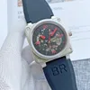 2023 Armbanduhren Herren Automatische mechanische Uhr Glocke Braunes Leder Schwarzer Gummi Ross Uhren Multifunktions Sechs Stiche