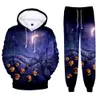 Survêtements pour hommes Halloween Sweats à capuche Pull Ensemble Garçons et filles Cadeaux Automne / Hiver Costume de mode Polaire Citrouille Imprimé Pull à capuche 2 pièces Tenues 230831