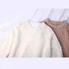 Women's Sweaters Retro Handmade Pearls Loose Knitted Sweater Beading Split Casual Pullover Lantern Sleeve Womens Jumpers Winter