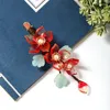 Hårklämmor Forseven Red Flower Crystal Simulated Pearls Hairn Pins Women Girl Ancient Chinese Hanfu Dress Dekorativa smycken