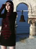 Women's Sweaters Deeptown Y2K Gothic Punk Red Striped Sweater Women Egirl 2000s Aesthetic Knit Tops Dark Goth Streetwear Pullover
