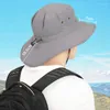 Berretti Stampa Logo Uomini Cappelli da pesca all'aperto per le donne Cappello a tesa larga Cappello a secchiello Protezione UV estiva Copri collo Sport Cappellini da trekking nella giungla