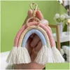 Keychains Lanyards Trendy Rainbow Tassel For Women Boho Rame Weaving Car Keyring Holder Bag Wallet Purse Jewelry Gift Girls Drop Del Dhhwz