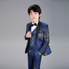 Suits Child Formal Dress Suit Set Handsome British Flower Boy Wedding Host Piano Partu Costume Kids Blazer Vest Pants Bowtie Outfit 230830