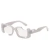 Mode Sonnenbrille Rahmen Hip Hop Quadrat Frauen Männer Off Notch Loch Design Weiße Sonnenbrille Blau Damen Vintage Shados Brillen UV-Schutz 230831