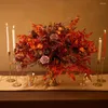 Decorative Flowers Autumn Artificial Rose Peony Silk Eucalyptus Leaves Bouquet Fake Fruit For Wedding Party Home Fireplace Table Fall Decor