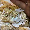 Charms 1Pcs Natural Shell Pendant Yellow Mother Of Pearl Carved Leaf-Shaped For Women Diy Necklace Earrings Jewelry Making Drop Delive Dhnht