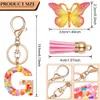 Porte-clés Longes Charms 26 Lettre Porte-clés Papillon Résine Acrylique Cuir Glands Porte-clés Pour Femmes Fille Ami Cadeau Bijoux DIY Accessoires 230831