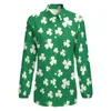 Chemisiers pour femmes motif trèfle chemisier à manches longues St Patricks Day Vintage femmes chemises surdimensionnées décontractées Design haut cadeau d'anniversaire