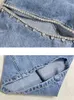 Jeans femininos twotwinstyle bordado flares jeans para mulheres cintura alta botão de retalhos oco para fora verão calças largas perna moda feminina 230831