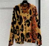 Kvinnors stickor kvinnor märke kashmir mohair stickad leopard blommig tryck cardigan lyxkläder