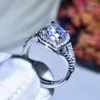 보석 파우치 합성 Moissanite Classic Micro-Inlaid Square Bag Ring 8 Hearts and Arrows Diamond