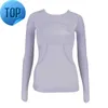 22 23 Yogakleding Lu-068 Dames T-shirts Dames T-shirt Hoog-elastisch Ademend Hardlooptop Sneldrogend Naadloos Korte mouw Sport-wielrennen Gymkleding lu goodh