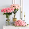 Декоративные цветы 7 шт/лот искусственный декор розовый шелк шелк цветочный латекс настоящий швад.