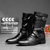 Bottes Bottes en cuir pour hommes bottes de motard de haute qualité chaussures Punk Rock noires bottes hautes pour hommes et femmes taille 38-48 230830