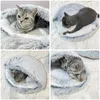 Kennele Pióra Plush Pet Cat łóżko okrągły kot poduszka dla kota 2 w 1 w 1 ciepłym kota koszyka spana torba kota gniazdo Kennel na mały pies kota łóżko 230831