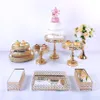 Autres fournitures de fête de fête 8-10pcs Crystal Cake Stand Set Miroir en métal Cupcake Décorations Dessert Piédestal Affichage de mariage Tr284i
