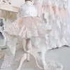 Girl Dresses Summer Ivory Flower Dress A-Line Hi-Lo Cute Girls Princess Wedding Party Lace Applique First Communion Gown