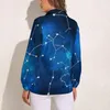 Camicette da donna Camicetta costellazione mappa del cielo Donna Galaxy Art Print Street Wear Camicie vintage a maniche lunghe larghe Design Top Big Size