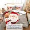 Set di biancheria da letto Copripiumino di Natale 200x230 Set 4 pezzi per letto matrimoniale Lenzuolo di Babbo Natale 230x230 Federa Full Size Tessuto sottile