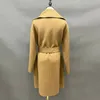 Женская шерстяная смеси Ladys Cashmere Coats Lady Elegant Trench Toat Long Women Oversoat с ремнем WB5807S 230831