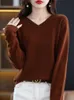 Women's Sweaters Cashmere Sweater Women's Knitting Sweater 100% Pure Merino Wool Winter Fashion Basic V-neck Chic Top Autumn Warm Pullover 230831
