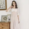 Vêtements de nuit pour femmes Chemise de nuit Femmes Coton Dentelle Longue Robe Romantique Été Princesse Style Doux