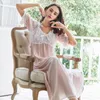 Vêtements de nuit pour femmes Chemise de nuit Femmes Coton Dentelle Longue Robe Romantique Été Princesse Style Doux