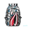 19 inches Big Size Backpacks Unisex Cartoon Shark Mouth Shoulder Bag Students Schoolbag Book Packs Junior High School