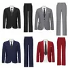 Men's Suits 2Pcs/Set Men Suit Ankle Length Blazer Pants Set Korean Style Formal Groom