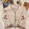 Kadın Sweaters Chic Vintage Yıldız Baskı Örgü TARİHLİ Düğme U Yukarı V Boyun Uzun Kollu Kat Sonbahar Y2K Estetik Retro Sweater 230831
