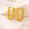 Gold Plated Stud Square Designer Women Letter Love Stainless Steel Earrings Jewelry Gift