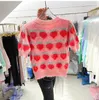 Kvinnors tröjor Puff Sleeve Loose Casual Pullover Pink Western Style Mohair Knit Top Women