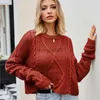 Chandails pour femmes Rétro Art Femmes Lâche Tricot Frit Pâte Torsades Fil Épais Solide Col Rond Automne Hiver Chaud Top Femme Pull De Mode 2023 HKD230831