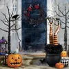 Decoratieve bloemen Zwarte roos krans Spooky Halloween Dode tak Garland Realistische simulatiebloem voor deurhangende muur