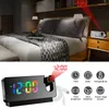 Armbandsur 180 ° Rotation LED Digital Projection Alarm Clock USB Electronic Tak Projector för sovrummet Bedside Desktop