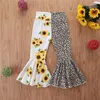 Trousers Summer Cute Sunflower Printed Patchwork Ruffle Bell Bottoms Flared Pants For 2 To 6 Kids 230830