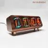 Tafelklokken In12 Nixie Buisklok Retro Houtalarm Elektronisch Desktop Glow Bluetooth App Afstandsbediening Cadeau