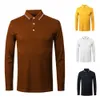 Herren Polos Hochwertiges Herren Poloshirt Top Herbst Einfarbig Umlegekragen Knopf Langarm Slim-Fit T-Shirt M-4XL für Business 230830