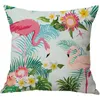 Oreiller nordique flamant rose feuille tropicale couverture fleur lin coton taie d'oreiller décoration de la maison canapé taie d'oreiller décorative