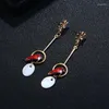 Boucles d'oreilles pendantes pour femmes, bijoux à la mode, mignon, goutte d'huile, oiseau, perroquet, coquille, Long charme