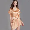 Koronkowa piżama dla kobiet dla kobiet letnie jedwabne jedwab seksowne poranne sukienki cienkie ubrania domowe