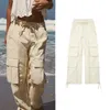 Kvinnors byxor Pants Casual Loose Pocket Decoration Trousers Female Streetwear 230831