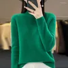 Women's Sweaters Sweater Half High Neck Pullover Long Sleeve 23 Autumn/Winter Bamboo Joint Pure Wool Loose Versatile Knitted Top