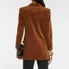 Veste de costume pour femmes, vêtements d'extérieur, mode coréenne, Slim Fit, Blazer en velours côtelé, manteau Long, haut à manches avec grand nom, automne 2023