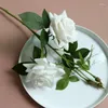 装飾的な花人工花潤いロールエッジローズシングルプラスチック偽のリビングルームウェディングポグラル撮影装飾