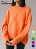 Pulls pour femmes Basic Oversize pour femmes Automne Rose Rouge Pull tricoté Top Candy Couleurs Hiver Chaud Doux O Cou Baggy Jumper 230831