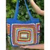 Avondtassen Boheems Blauw Kleurrijk Schattig Gebreid Geruit Hippie Handtassen Met Hoge Capaciteit Oma Vierkant Gehaakte Portemonnee Voor Zomerstrand