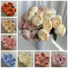 Decorative Flowers Flower Arrangement 10 Heads Peonies Home Decoration Round Handmade Artificial Floral Art El